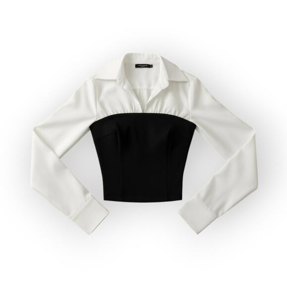 Commense Black and White Two-Tone Panel Polo Shirt – Size L (US 8/10) - Picture 1 of 7